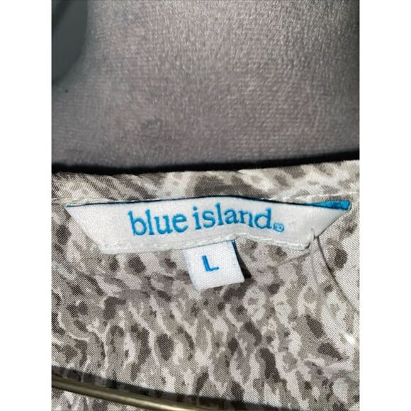 Blue Island Dress Womens Large Gray Snakeskin Fit & Flare Mini Ruffle Cover Up - Picture 5 of 9